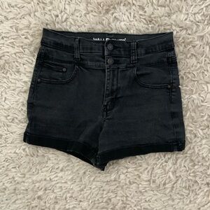 Black denim high rise shorts